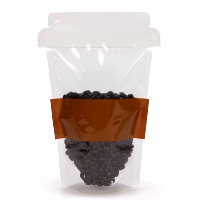 Coffee Cup Shaped Pouch w/ Zipper 6" x 3 1/2" x 9" 25 pack SP7CZ