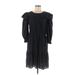 Universal Thread Casual Dress - A-Line Crew Neck 3/4 sleeves: Black Solid Dresses - Women's Size Medium