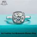 AnuJewel 3ct D Color Cushion Cut Moissanite Bezel Engagement Wedding Ring 925 Sterling Silver Rings