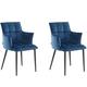 Lot de 2 chaises de salle à manger rembourrées en velours bleu