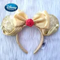 Disney Beauty And The Beast Princess Belle Headband Disneyland Mickey Minnie Ears Plush Headwear