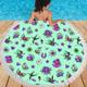 Green Retro Tattoo Beach blanket - Punk Beach towel - Punk home decor - Tattoo Circular Beach Shawl