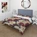 Designart "Rich Beige And Red Poppies Opulent Flowers" Red cottage bedding covert set with 2 shams