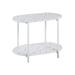 End Table 2-tiers Oval Nightstand Marble Coffee Table w/ Shelf, Marble