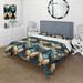 Designart "Blue Gold Deco Glamour Chevron Pattern" Blue glam bedding set with shams