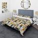 Designart "Yellow And Grey Metropolitan Geometric Pattern" Black Modern Bedding Covert Cet With 2 Shams