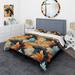 Designart "Earthy Tones Boho Inspire Feather II" Orange cottage bedding set with shams