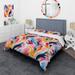 Designart "Pink And Blue Abstract Paint Stripes I" Blue modern bedding set with shams
