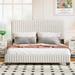 Upholstered Full/Queen Size Platform Bed,Velvet Fabric Bedframe with Headboard & Wood Slat Support,No Box Spring Needed