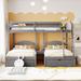 Velvet Triple Bunk Bed for 3, Wood Full Over Twin & Twin Bunk Bed w/ Drawers&Guardrails, for Kids Teens, No Box Spring Needed