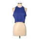 Adidas Active Tank Top: Blue Solid Activewear - Women's Size Large