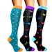 Mifelio Women Mens Socks 3 Pairs of Compression Socks for Men and Women Colourful Support Socks for Sports Flight Running Travel Cycling Compression Socks Orange L