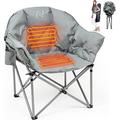 Ficisog Heated Camping Chair Patio Lounge Chairs with 3 Heat Levels Portable Folding Heated Chair