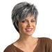 SUCS Fashion Short Gray Fiber Heat- Hair and White Wigs Length Synthetic wig
