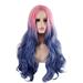 SUCS Gradient Blue Pink Wig Big Wave Ladies Fashion Wig Headgear Middle Point Wig
