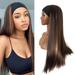 CAKVIICA Brown Long Straight Headband Wig For Black Women Dark Brown Headband Wig Natural Look 150% Density Synthetic Heat Wigs Black