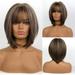 SUCS Natural golden Short Bob Wigs for Women Heat Resistant Synthetic Straight Wigs with Air Bangs Cosplay Wig Natural As Real Hair (Golden)