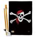 Breeze Decor BD-PI-HS-107042-IP-BO-D-US13-BD 28 x 40 in. Vertical Red Bandana Coastal Pirate Impressions Decorative Double Sided House Flag Set with Pole & Bracket Hardware