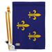 AA-HS-HS-140712-IP-BO-D-US18-AG 28 x 40 in. Fleur De Lis Historic Impressions Decorative Vertical Double Sided House Flag Set & Pole Bracket Hardware Flag Set