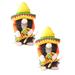 2PC Mexican Carnival Wide Brimmed Hat Dwarf Doll Dwarf Instrument Doll Decoration Desk Decorations Mini Ornaments Desktop Ornament