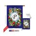 30094 Winter P Monogram 2-Sided Vertical Impression House Flag - Winter P Monogram 2-Sided Vertical Impression House Flag - 28 x 40 in.