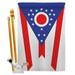 AA-SS-HS-140536-IP-BO-D-US18-AG 28 x 40 in. Ohio States Impressions Decorative Vertical Double Sided House Flag Set & Pole Bracket Hardware Flag Set
