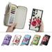 Decase Phone Shell for Samsung Galaxy Note 20 Ultra Retro Premium Flower Pattern PU Leather Shockproof Detachable Wallet Case Multi Card Slots Zipper Cover With Hand Strap - white