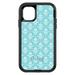 DistinctInk Case for iPhone 15 PRO (6.1 Screen) - OtterBox Defender Custom Black Case - Baby Blue White Damask Pattern - Floral Damask Pattern