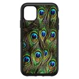 DistinctInk Case for iPhone 13 MINI (5.4 Screen) - OtterBox Symmetry Custom Black Case - Peacock Feathers - Animal Print