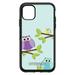 DistinctInk Case for iPhone 11 Pro MAX (6.7 Screen) - OtterBox Symmetry Custom Black Case - Blue Purple Yellow Owls - Cartoon Owls