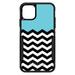 DistinctInk Case for iPhone 13 Pro MAX (6.7 Screen) - OtterBox Commuter Custom Black Case - Black White Blue Chevron - Black & White Chevron Stripes Pattern