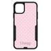 DistinctInk Case for iPhone 12 MINI (5.4 Screen) - OtterBox Commuter Custom Black Case - Pink & White Polka Dot Pattern