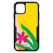 DistinctInk Case for iPhone 11 (6.1 Screen) - OtterBox Commuter Custom Black Case - Summer Vibes Bold Flower Pink Green Yellow