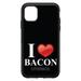 DistinctInk Case for iPhone 13 (6.1 Screen) - OtterBox Symmetry Custom Black Case - Black White Red I Heart Bacon - Show Your Love of Bacon