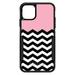 DistinctInk Case for iPhone 13 Pro MAX (6.7 Screen) - OtterBox Commuter Custom Black Case - Black White Pink Chevron - Black & White Chevron Stripes Pattern