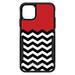 DistinctInk Case for iPhone 14 (6.1 Screen) - OtterBox Commuter Custom Black Case - Black White Red Chevron - Black & White Chevron Stripes Pattern