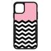 DistinctInk Case for iPhone 14 PRO (6.1 Screen) - OtterBox Commuter Custom Black Case - Black White Pink Chevron - Black & White Chevron Stripes Pattern