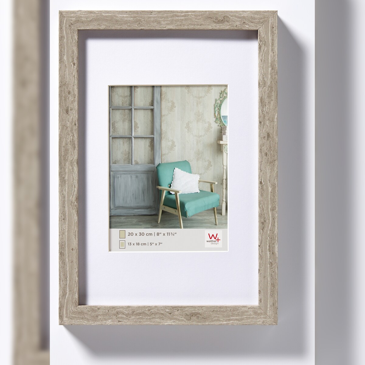 walther + design Stockholm Holz Bilderrahmen 13X18 cm GRAU Image