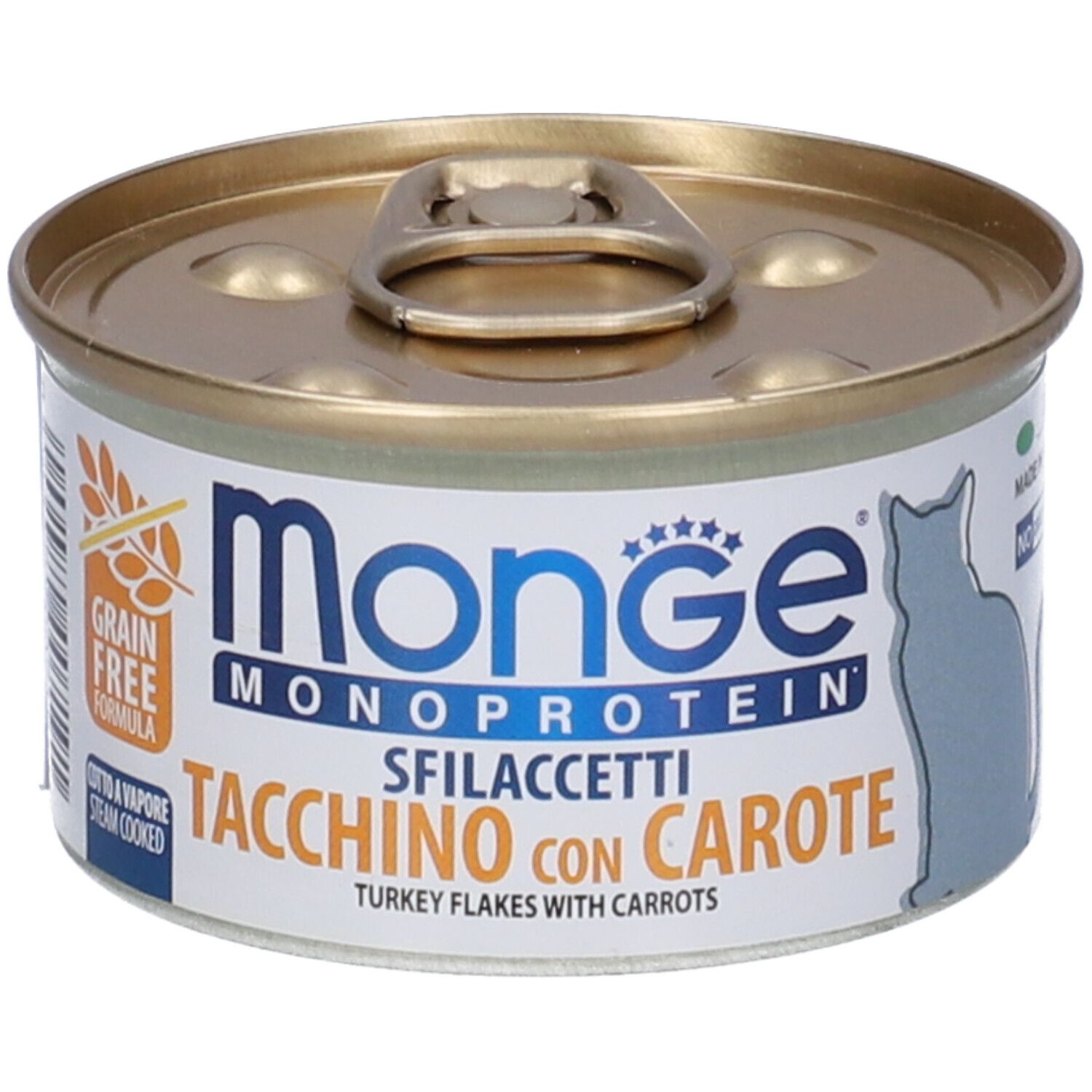 Monge Monoprotein Sfilaccetti Tacchino Con Carote Gatti Adulti 80 g Ma