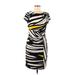 Ellen Tracy Casual Dress - Sheath Scoop Neck Short sleeves: Black Zebra Print Dresses - Women's Size 6