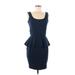 Aqua Cocktail Dress Scoop Neck Sleeveless: Blue Print Dresses - Women's Size Medium