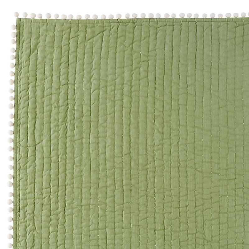 Audree Pom Pom Quilt - Sage, Queen - Ballard Designs