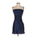 Jump Apparel Cocktail Dress - Party Square Sleeveless: Blue Print Dresses - Women's Size X-Small