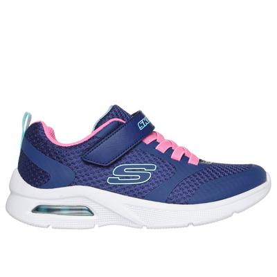 Skechers Girl's Microspec Max - Racer Gal Sneaker | Size 1.0 | Navy/Pink | Textile/Synthetic