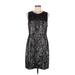 DKNY Casual Dress - Sheath: Black Jacquard Dresses - New - Women's Size 10