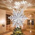 Avoalre Christmas Tree Topper Projector Light Star Tree Topper for Christmas Decoration Snowflake Light Tree Topper with Rotating LED Adjustable Light Silver Xmas Tree Topper Gift Bedroom Decor