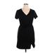 Shein Casual Dress - Mini V-Neck Short sleeves: Black Print Dresses - Women's Size X-Large