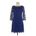 Jessica Howard Casual Dress: Blue Damask Dresses - Women's Size 10