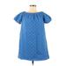 Zara Casual Dress - Shift High Neck Short sleeves: Blue Polka Dots Dresses - Women's Size Medium