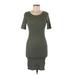 Divided by H&M Casual Dress - Bodycon Scoop Neck Short sleeves: Green Print Dresses - Women's Size Medium